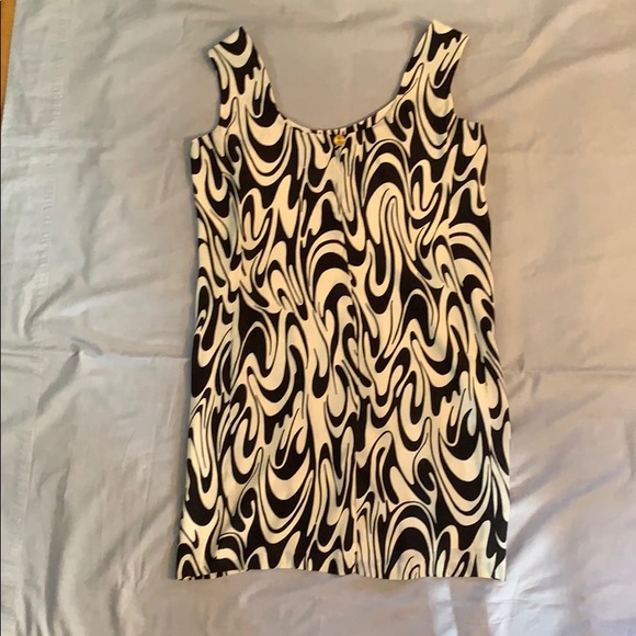 Vintage Black and White Op Art Sheath Dress - Picture 2 of 6